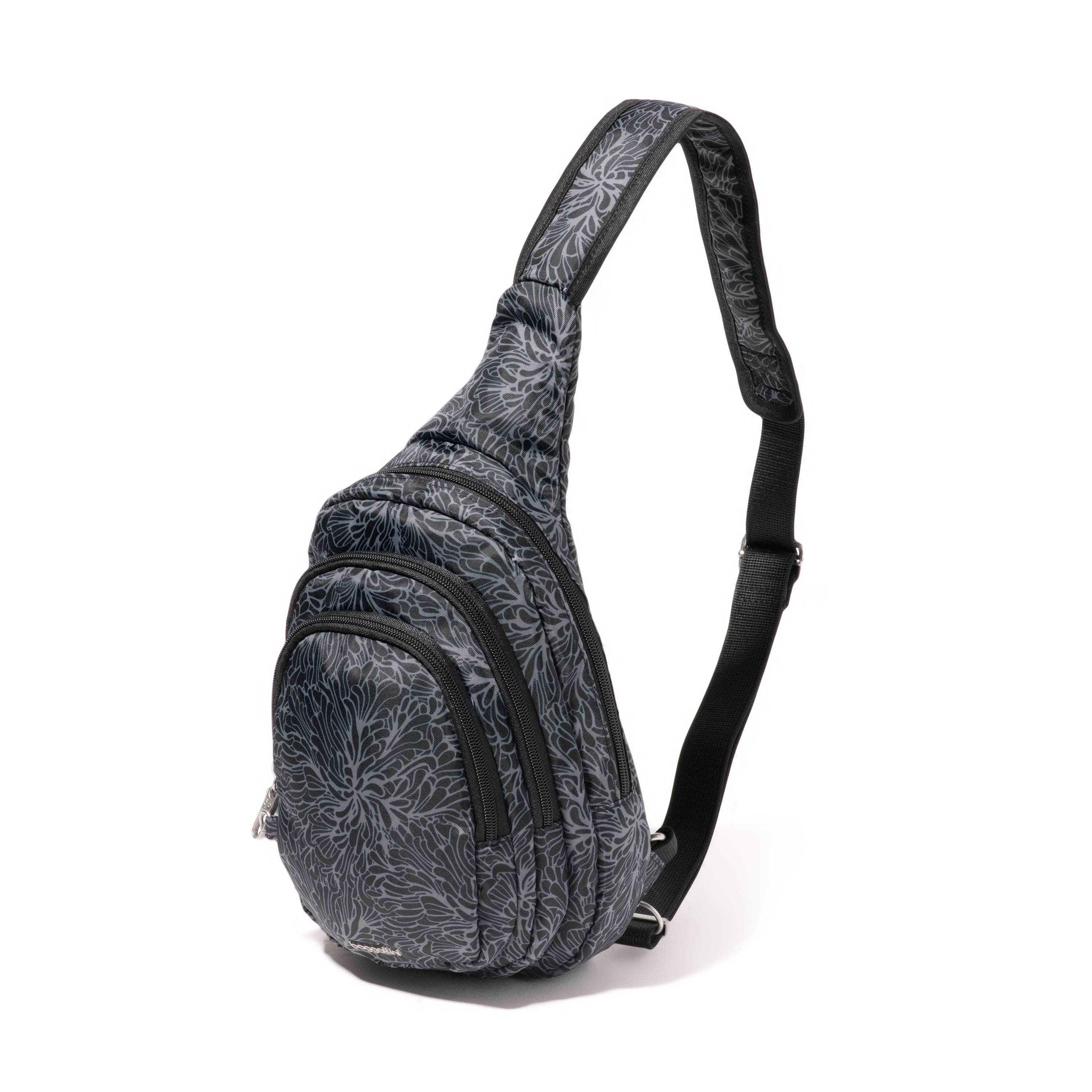 Securtex Anti-theft Multi Zip Sling, Alternate, color, Midnight Blossom Print