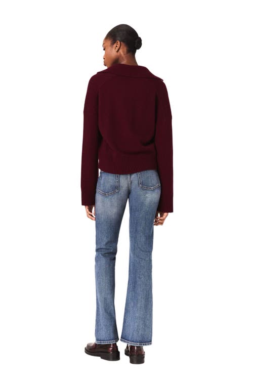 Maje Open Polo Collar Cardigan In Burgundy