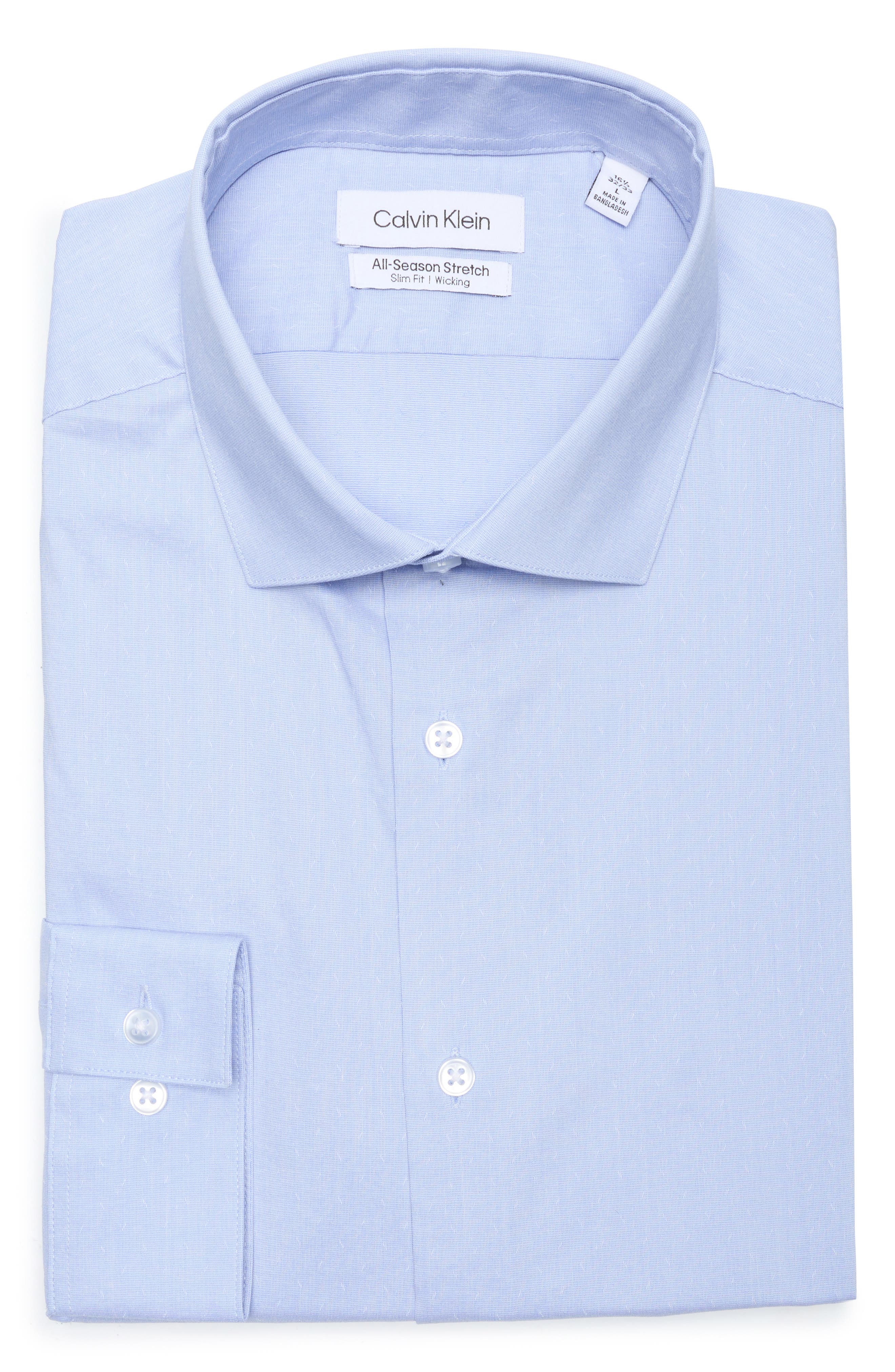 Calvin Klein Slim Fit All-Season Stretch Cotton Dress Shirt (Men ...
