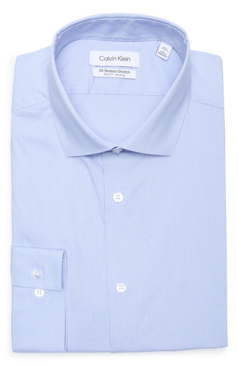 Calvin Klein Slim Fit All-Season Stretch Cotton Dress Shirt, Alternate, color, Classic Blue