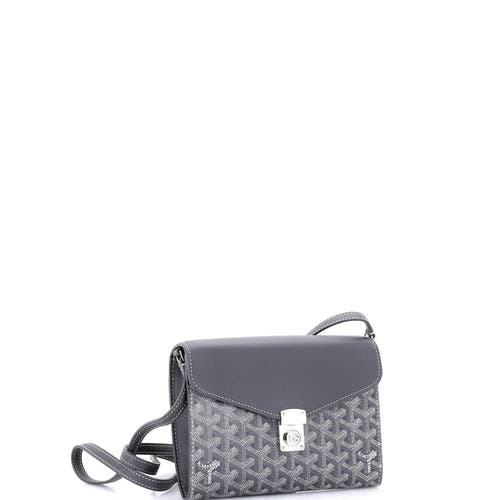 Pre-owned Goyard Goyard Chypre Wallet On Strap Coated Canvas With Leather In Gray