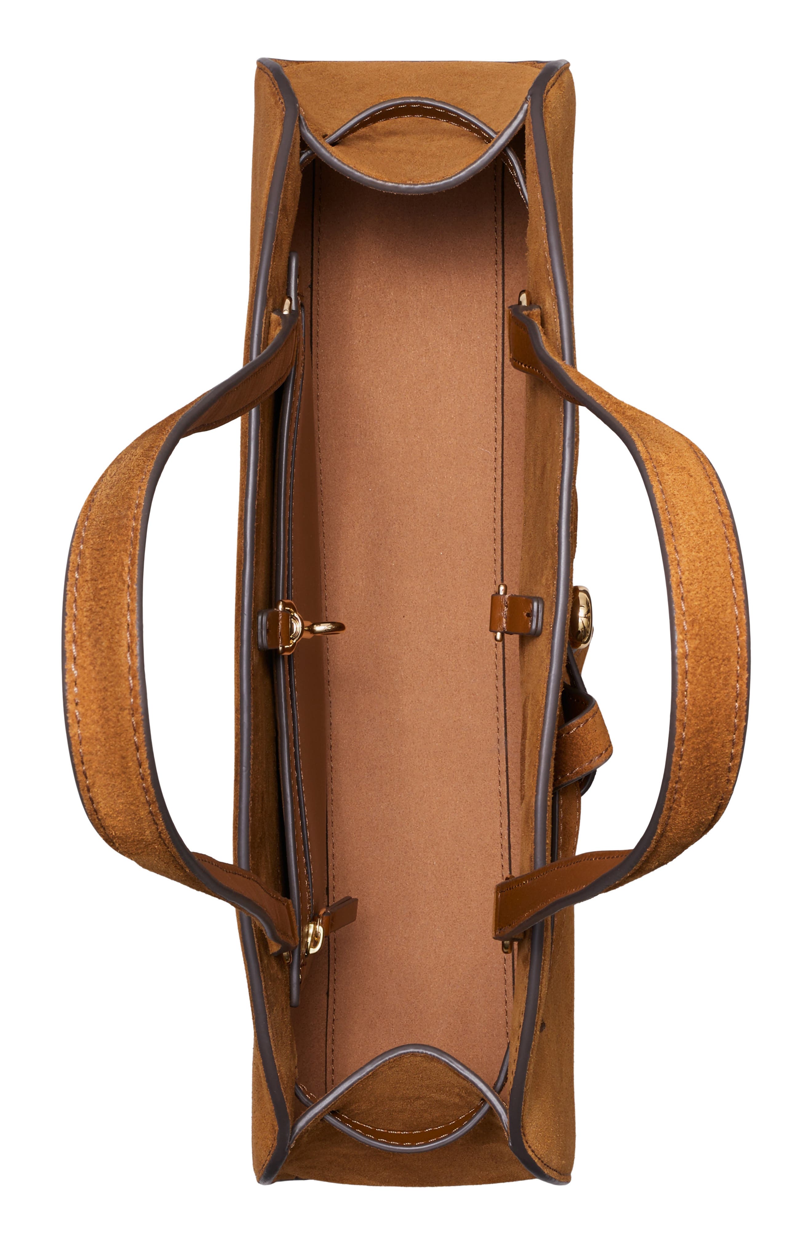 Romy Suede East West Bauletto, Alternate, color, CARAMEL