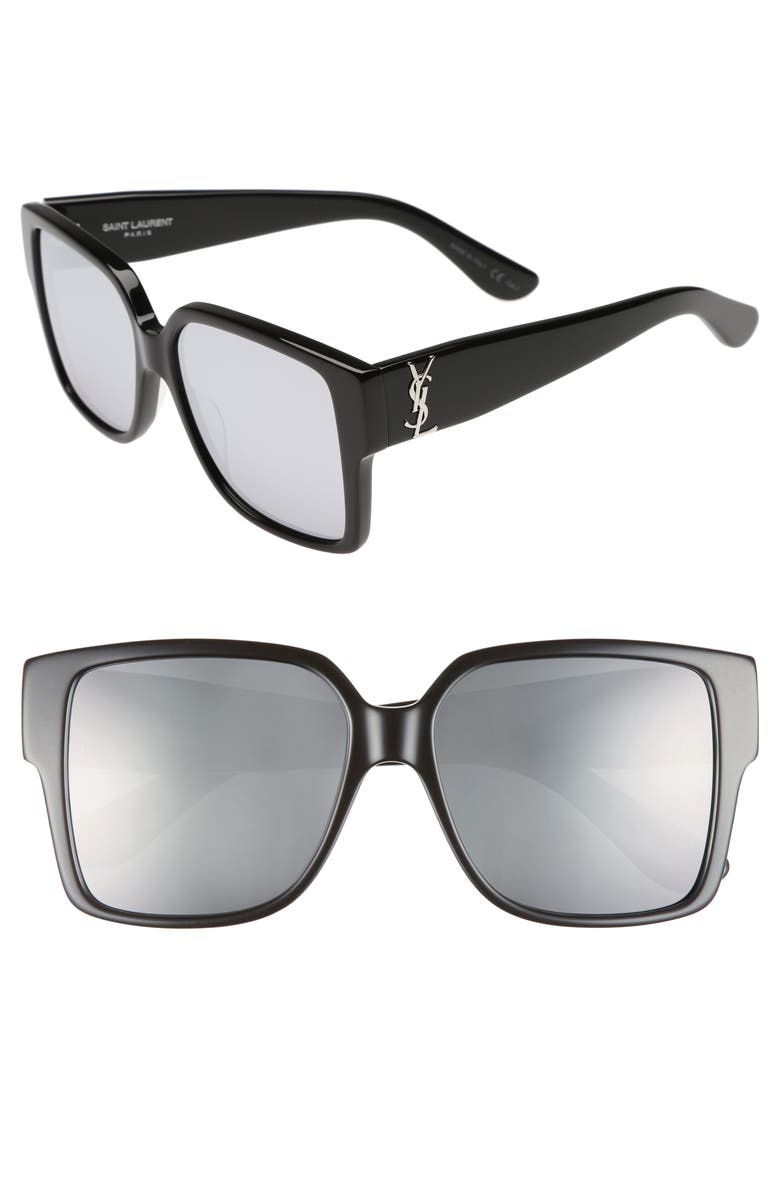 Saint Laurent 55mm Square Sunglasses, Main, color,