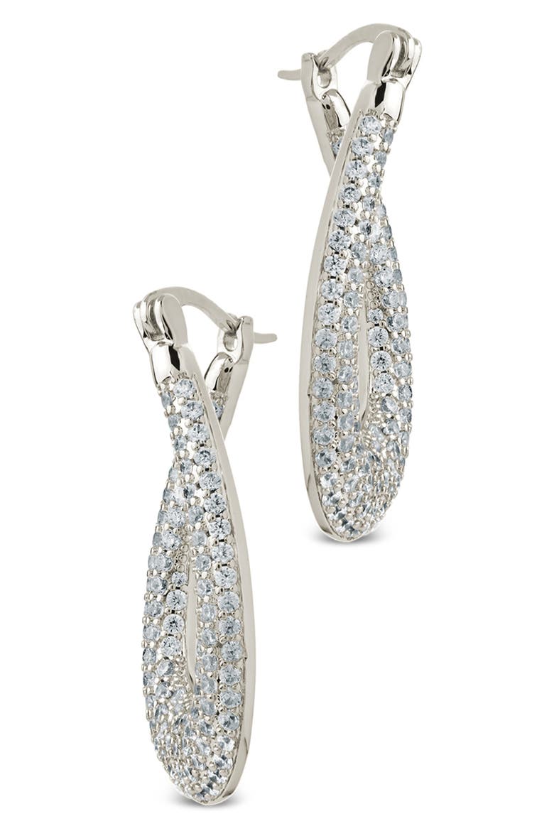 Clodagh Teardrop Pavé Hoop Earrings, Alternate, color, SILVER