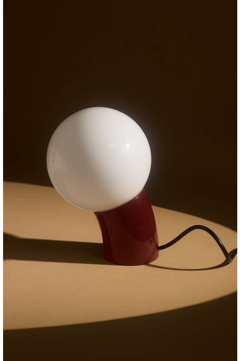 Vino 8" Curved LED Table Lamp with Globe Forsted Glass Shade and Phone Charging USB-C Port, Alternate, color, Red