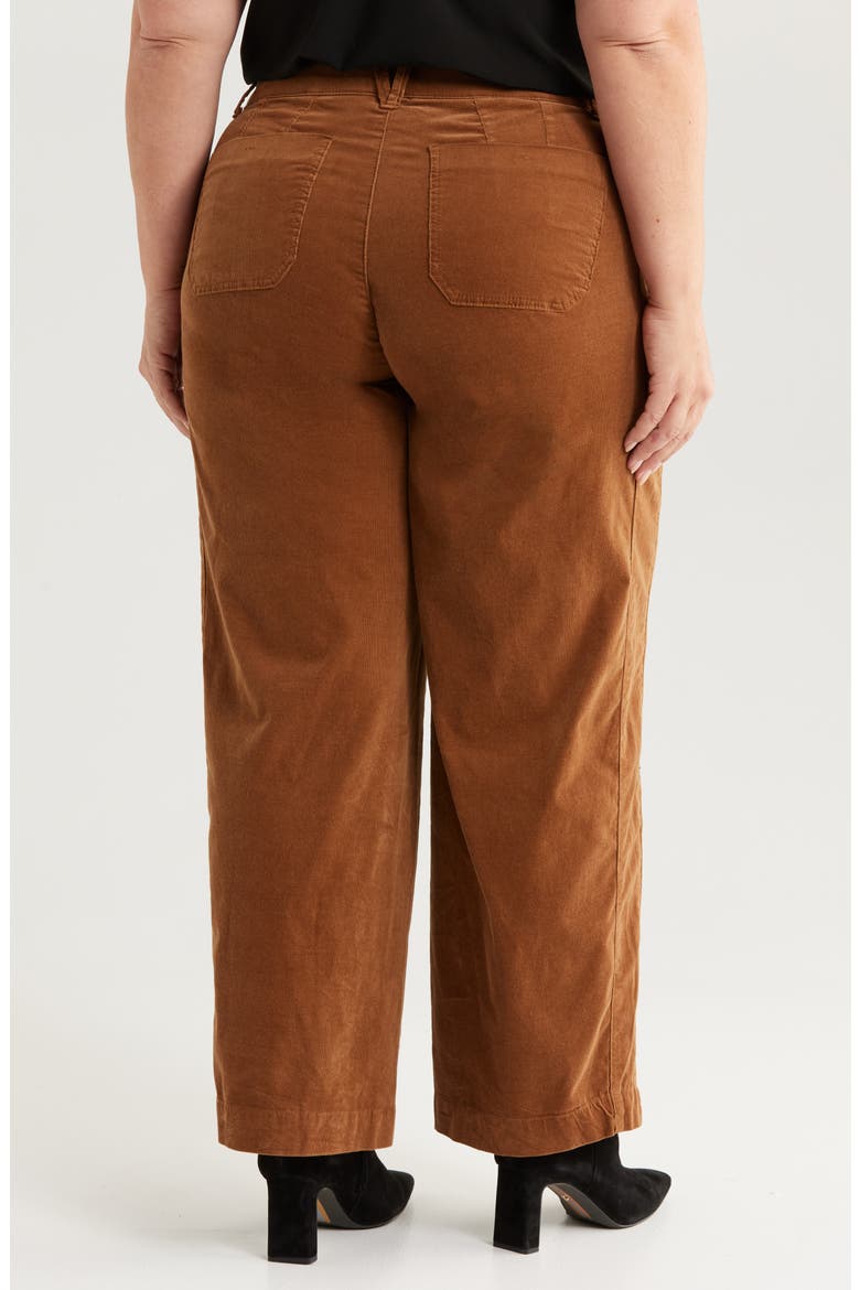 Emma Patch Pocket High Waist Wide Leg Corduroy Pants, Alternate, color, ROASTED PECAN