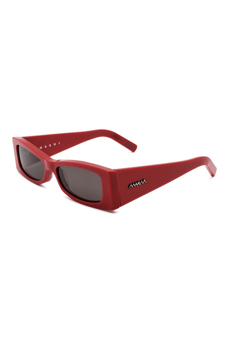 56mm Square Sunglasses, Alternate, color, RED / DARK GREY