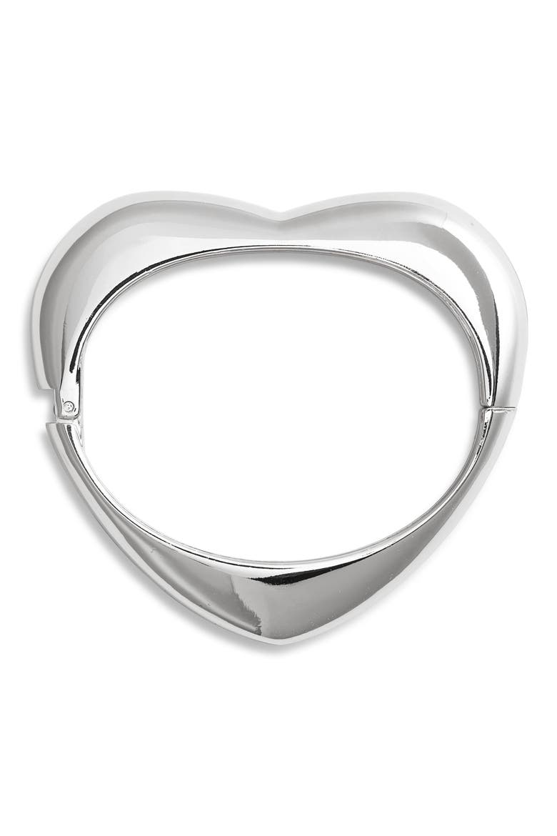 Puffy Heart Hinge Bracelet, Main, color, SILVER