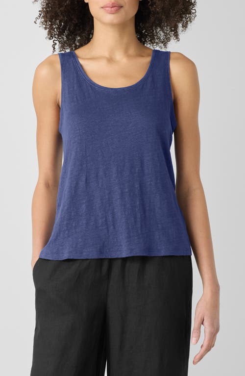 Eileen Fisher Scoop Neck Slim Fit Silk Tank Top In Bluette