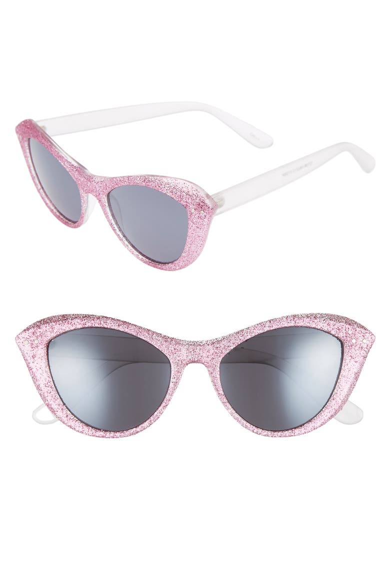 50mm Retro Cat Eye Sunglasses, Main, color, MILKY WHITE/ PINK