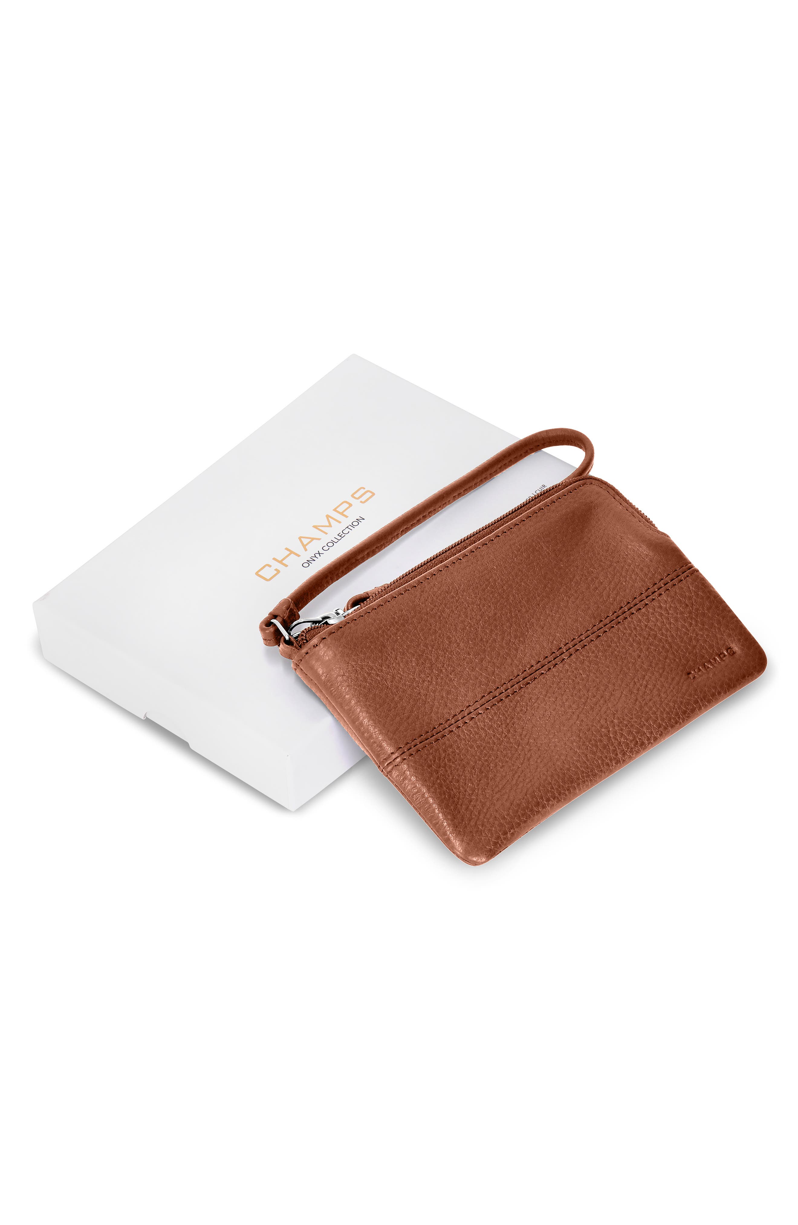 Leather Travel Sling Wristlet, Alternate, color, BROWN