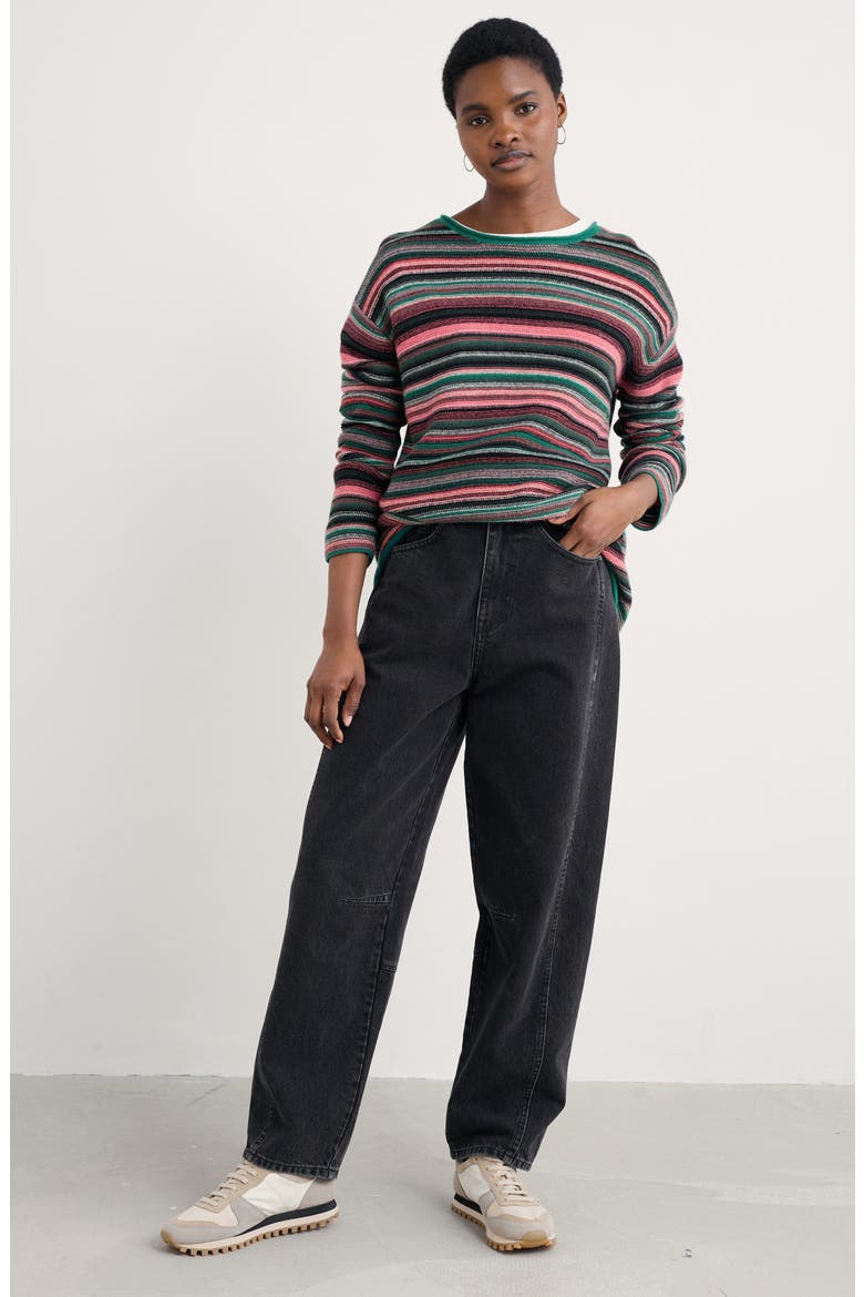 Fruity II Stripe Merino Wool Blend Sweater, Alternate, color, KNIT RIPPLE MARKS SQUASH MULTI