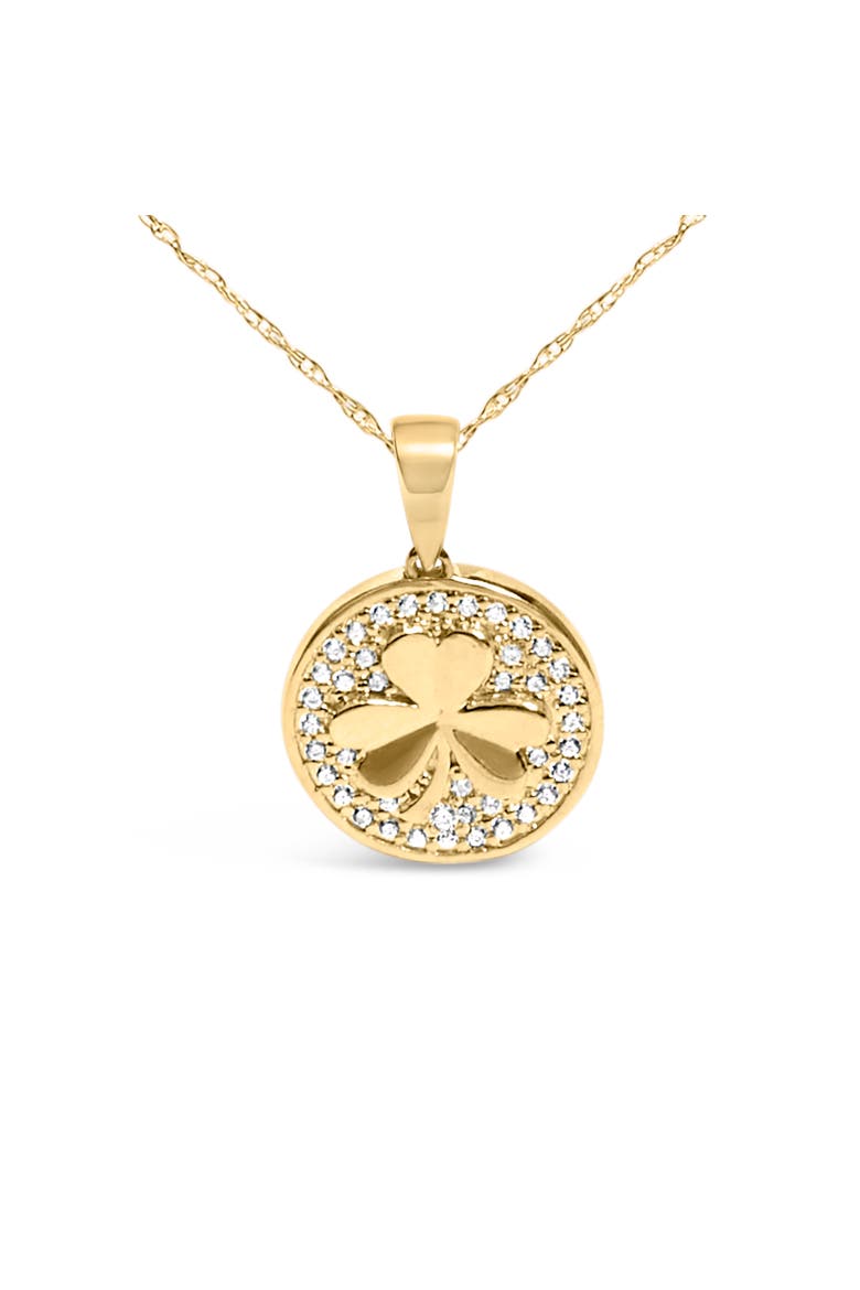 10K Yellow Gold 3 Leaf Clover 1/6 Cttw Diamond Pendant Necklace, Alternate, color, Yellow Gold