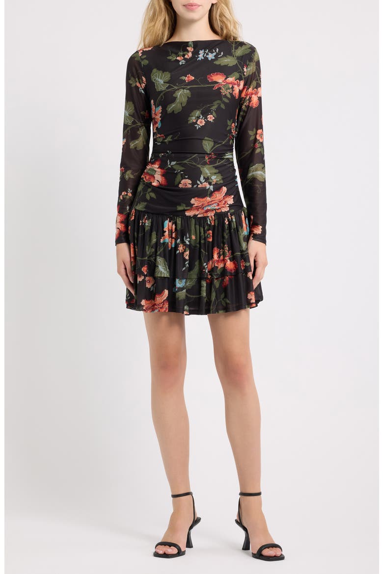 Winifred Floral Mesh Minidress, Main, color, CHANT DES FLEUR PRINT