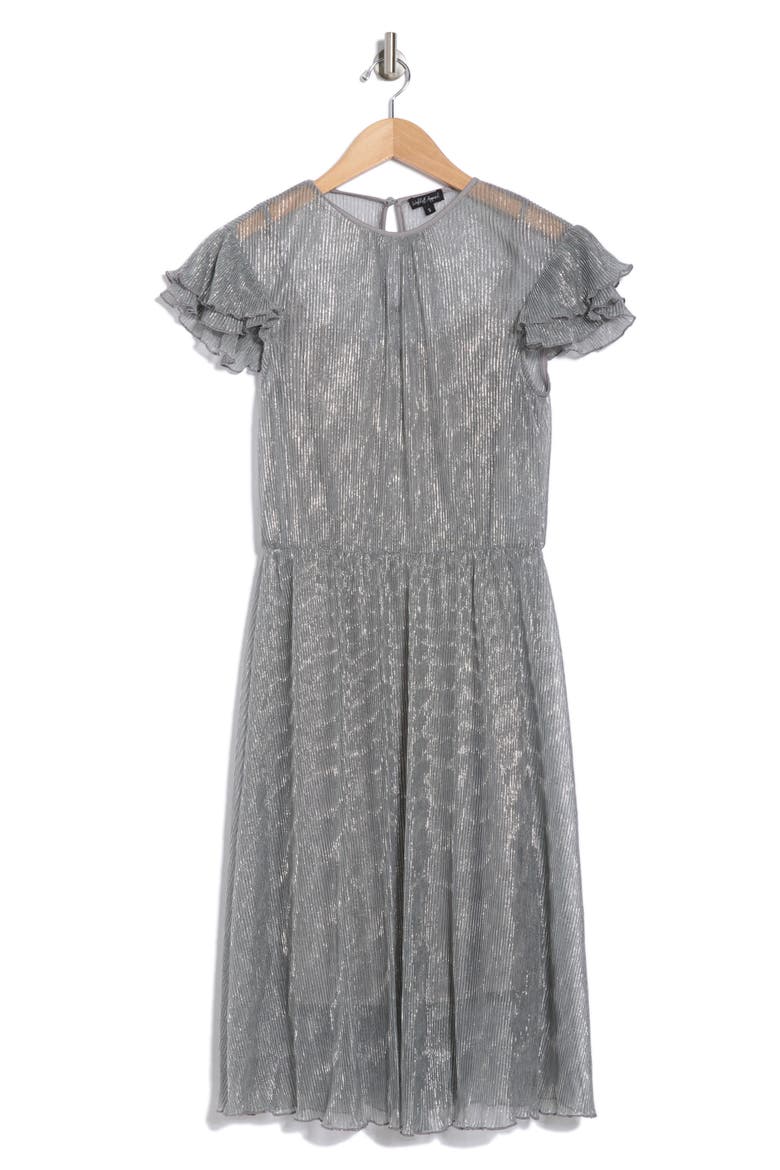 Short Sleeve Sparkle Dress, Alternate, color, SILVER