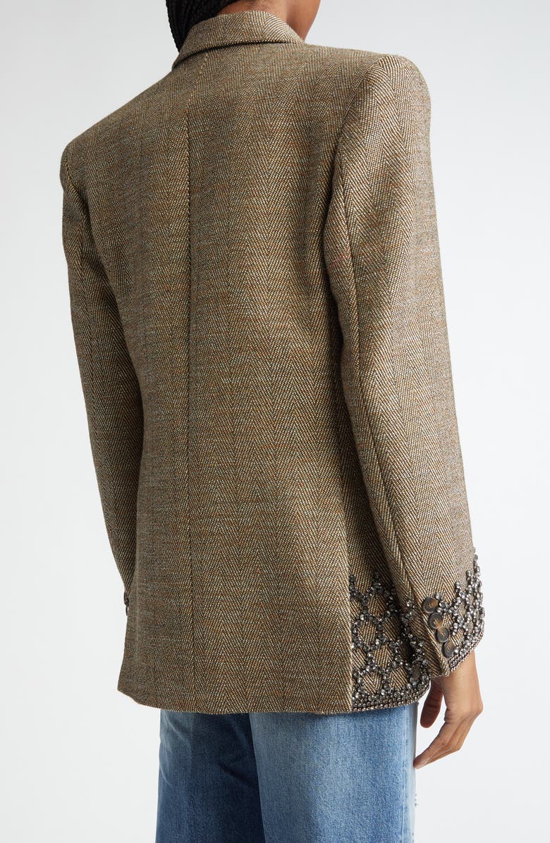 Stella McCartney Crystal Cage Oversize Herringbone Wool Blend Blazer, Alternate, color, 