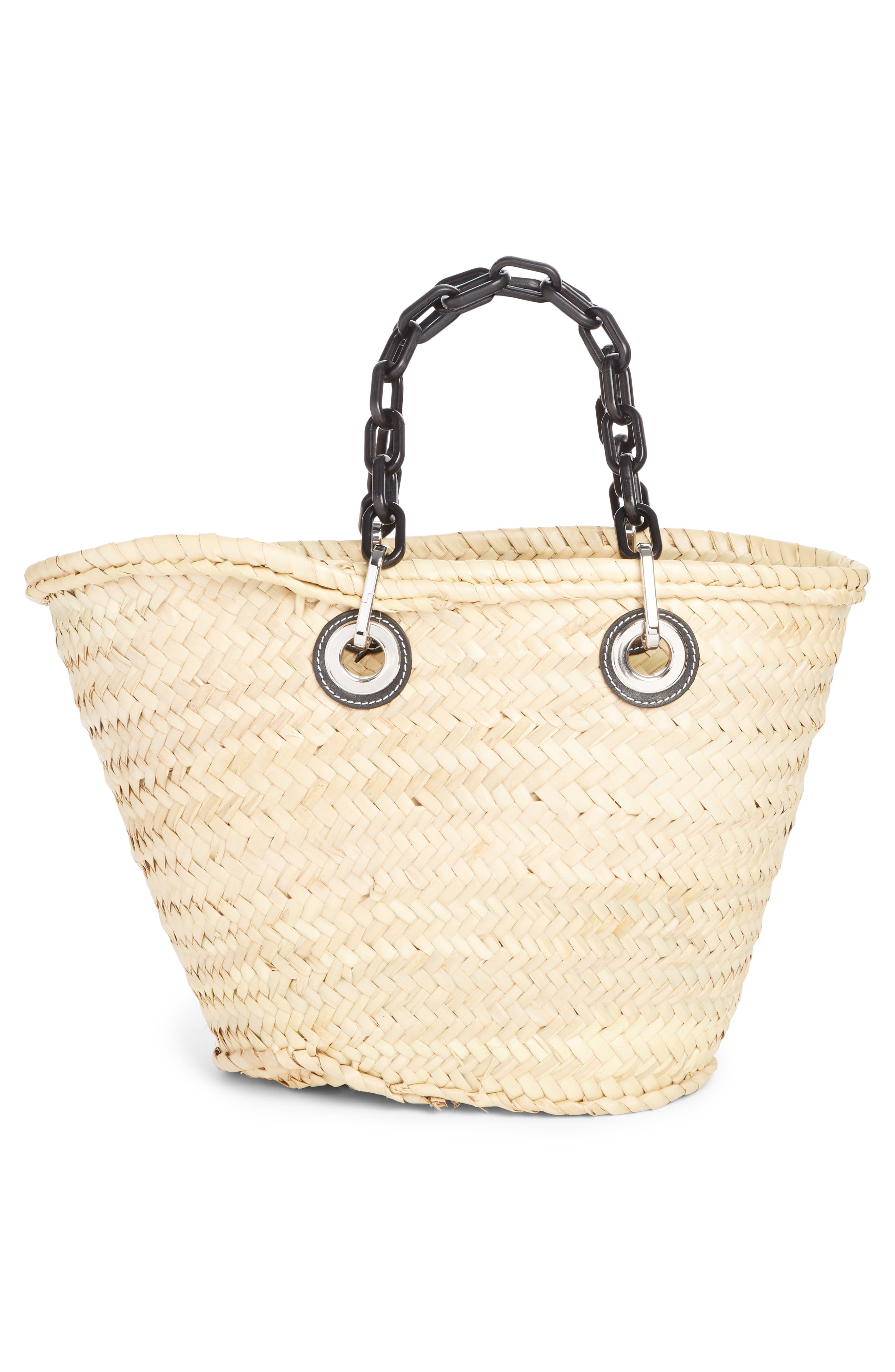 Loewe Chain Handle Woven Palm Market Basket, Alternate, color, 
