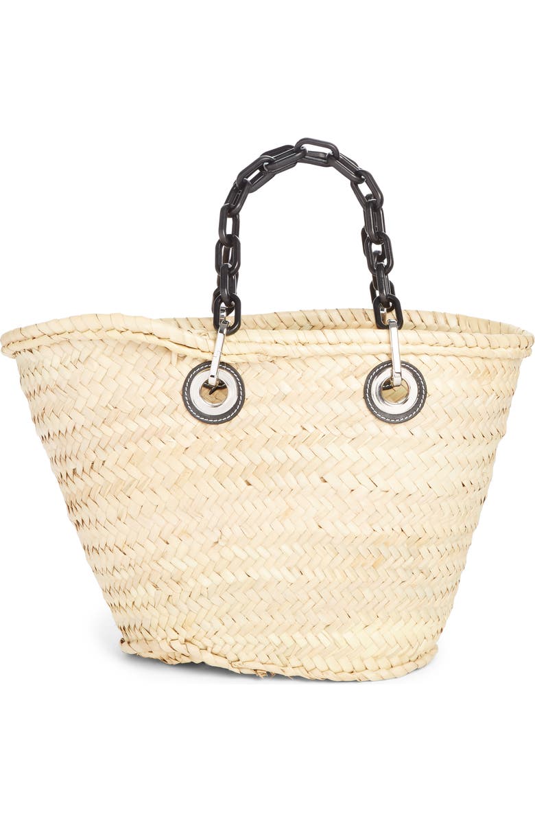 Loewe Chain Handle Woven Palm Market Basket, Alternate, color,