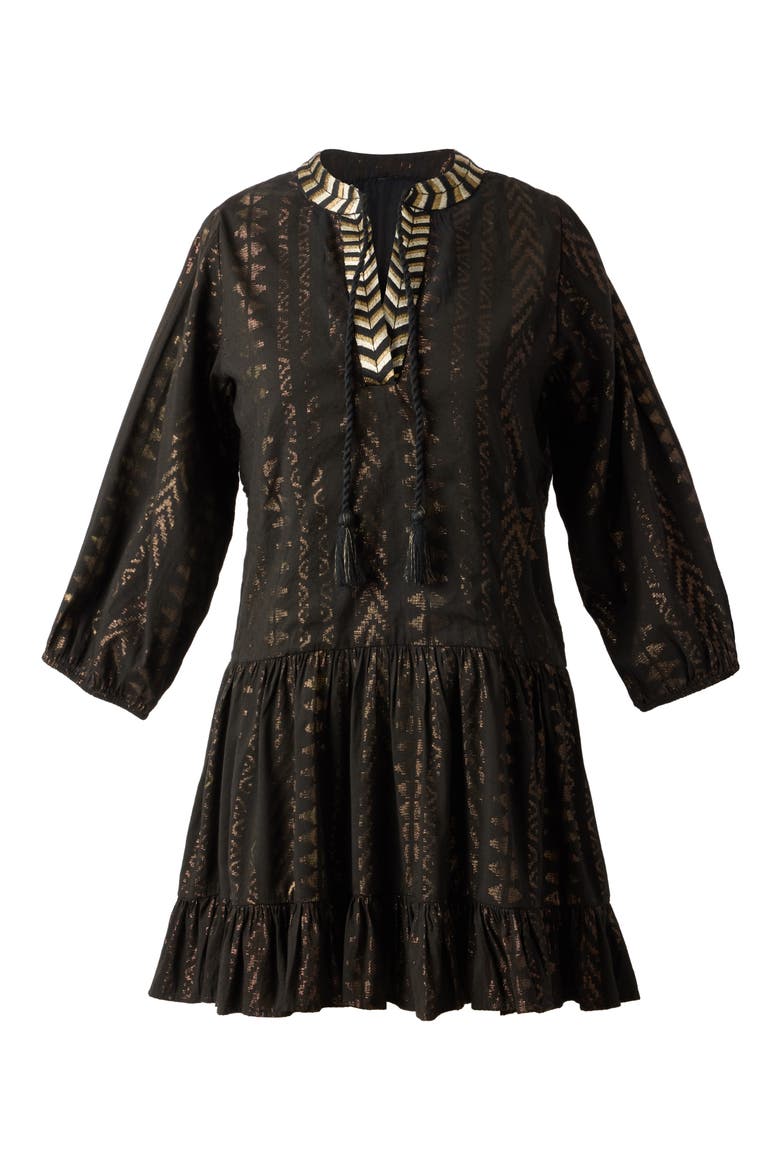 Metallic Jacquard Cover-Up Dress, Alternate, color, BLACK