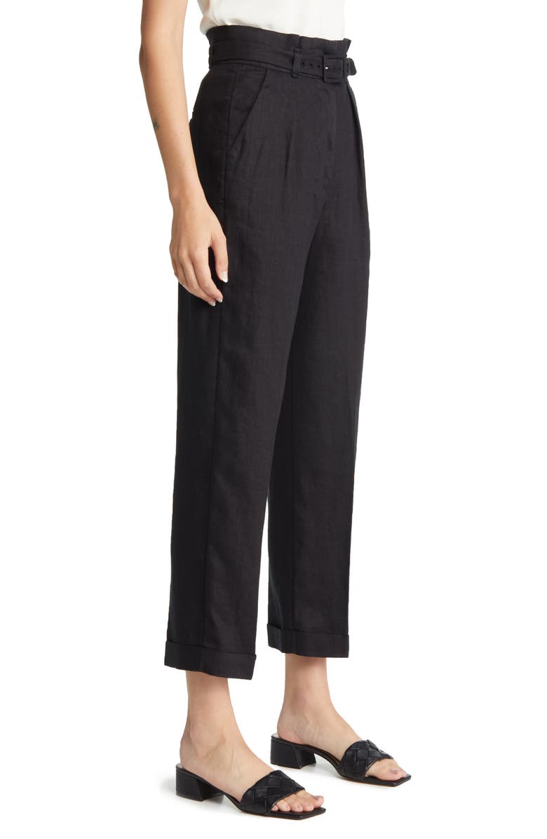 & Other Stories Belted High Waist Linen Trousers, Alternate, color,