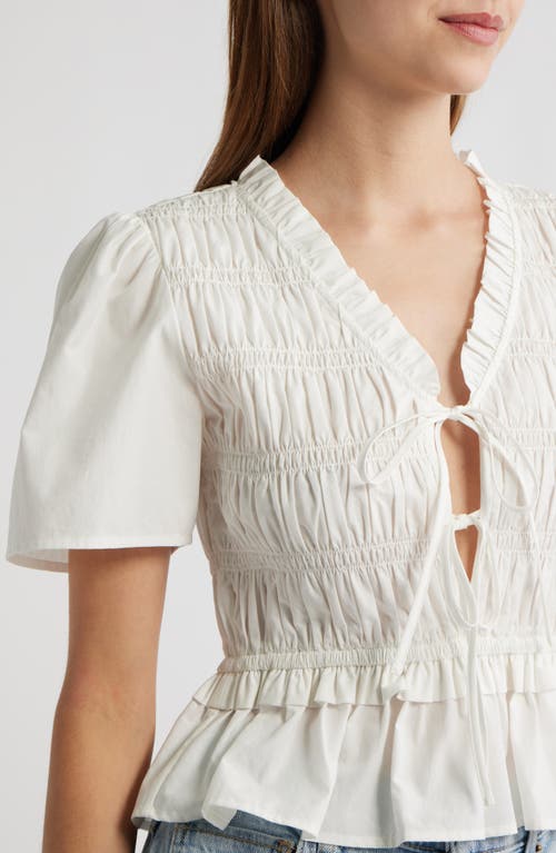 Rails Portia Smocked Ruffle Cotton Blend Crop Top