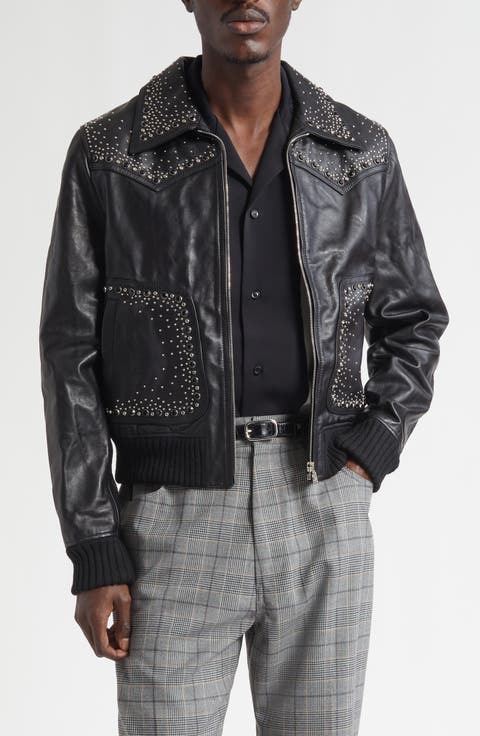 Crystal Embellished Leather Western Jacket