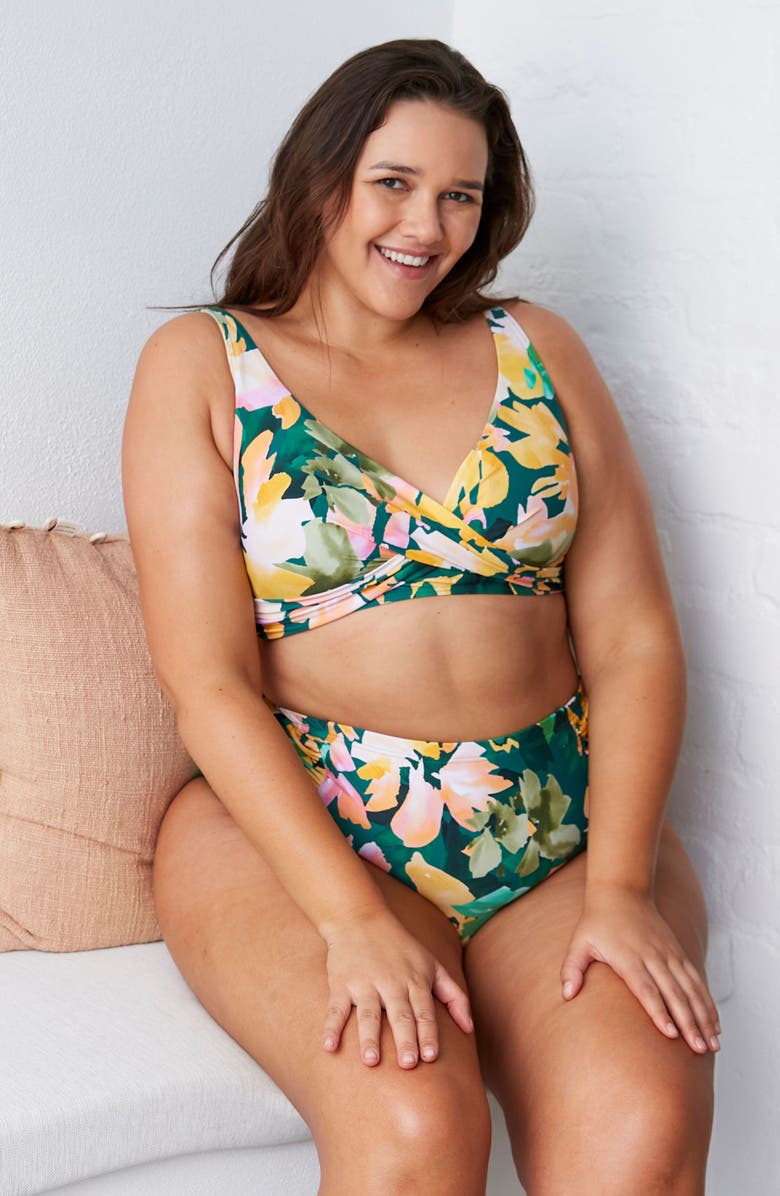 Artesands Delacroix Floral Print Bikini Top, Alternate, color, Green