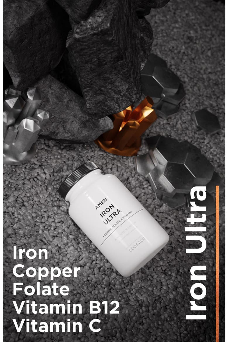 Amen Iron Ultra + Copper, Folate, Vitamin C & B12, Alternate, color, White