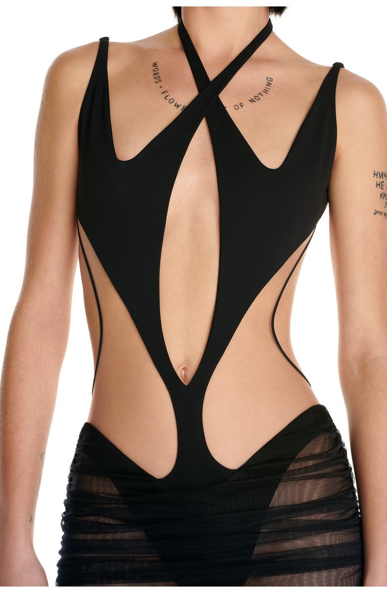 MUGLER Cutout Bodysuit Midi Dress, Alternate, color,