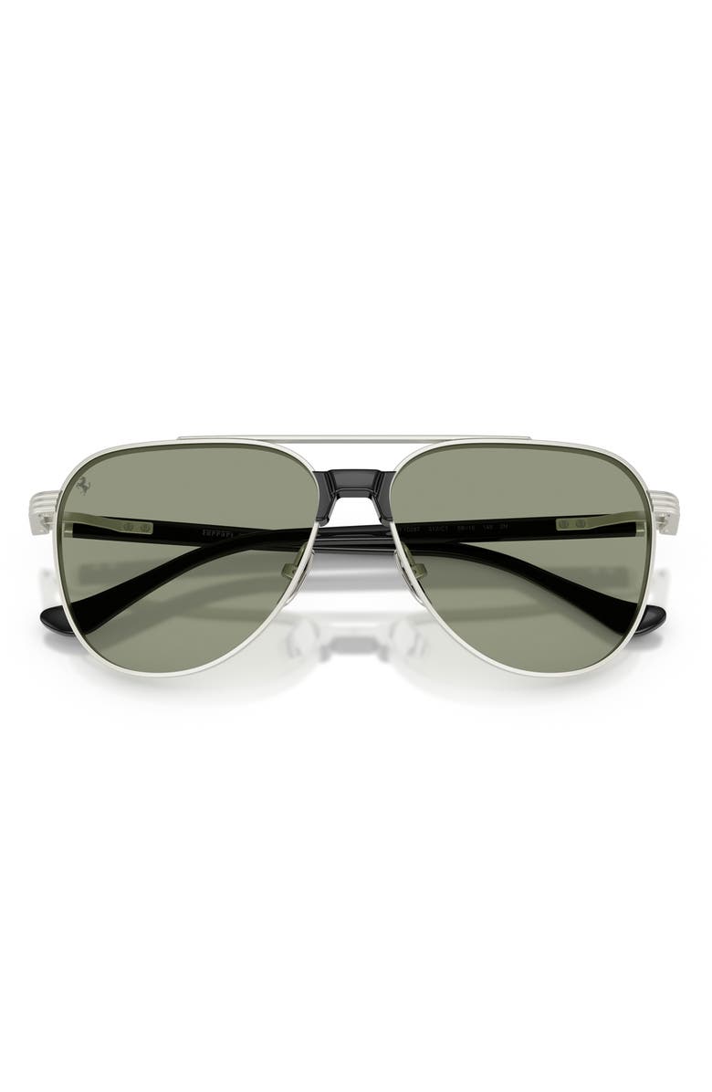 Ferrari 59mm Pilot Sunglasses, Alternate, color, Silver Matte / Dark Green Red