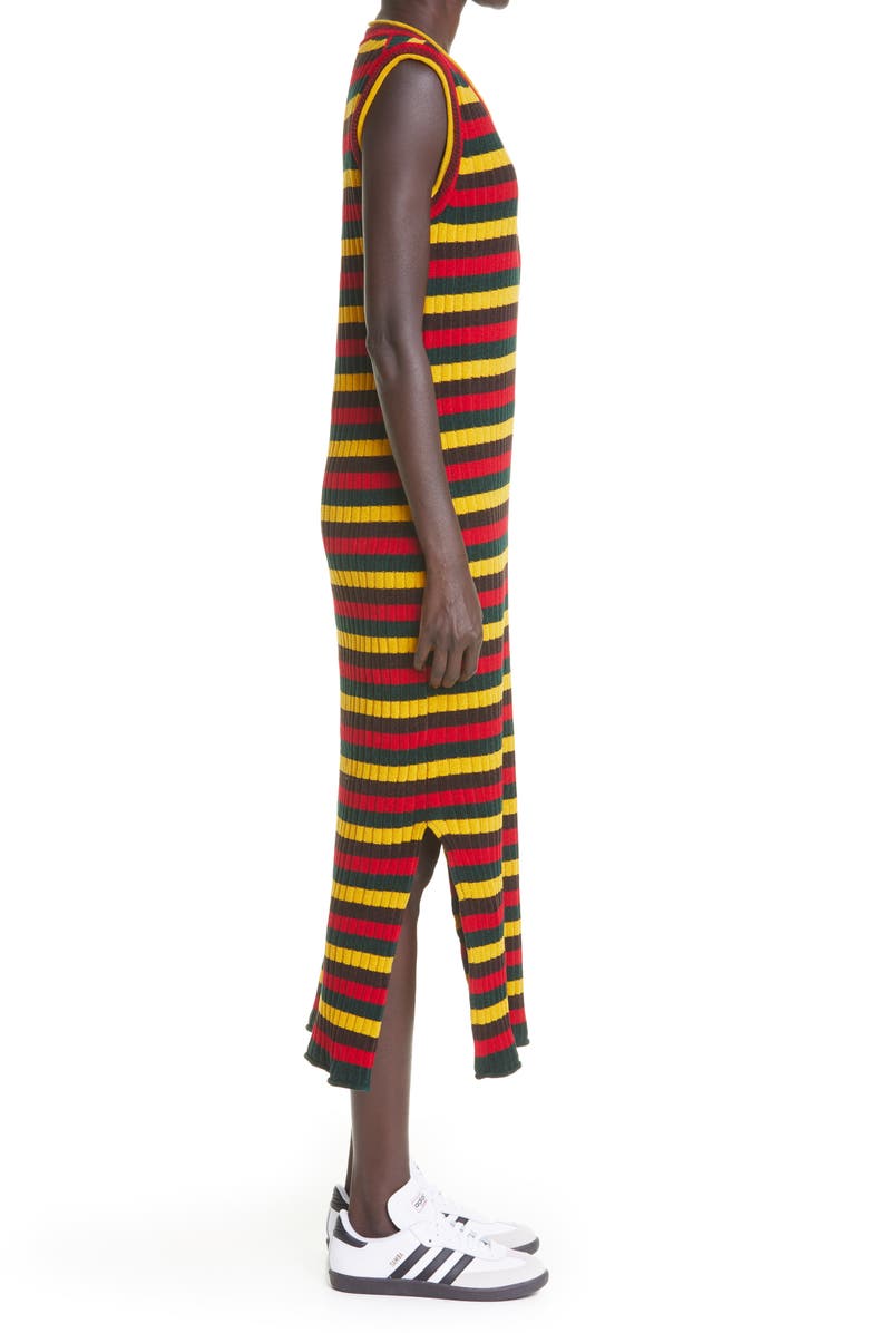 Wales Bonner Brixton Stripe Sleeveless Rib Chenille Sweater Dress, Alternate, color,