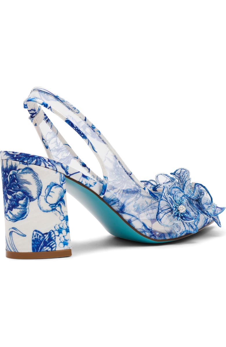 Betsey Johnson Petra Slingback Pointed Toe Pump, Alternate, color, White/ Blue Floral