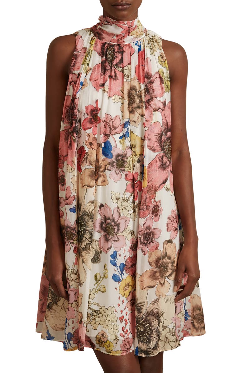 Reiss Kady Floral Shift Dress, Alternate, color, Cream/ Pink