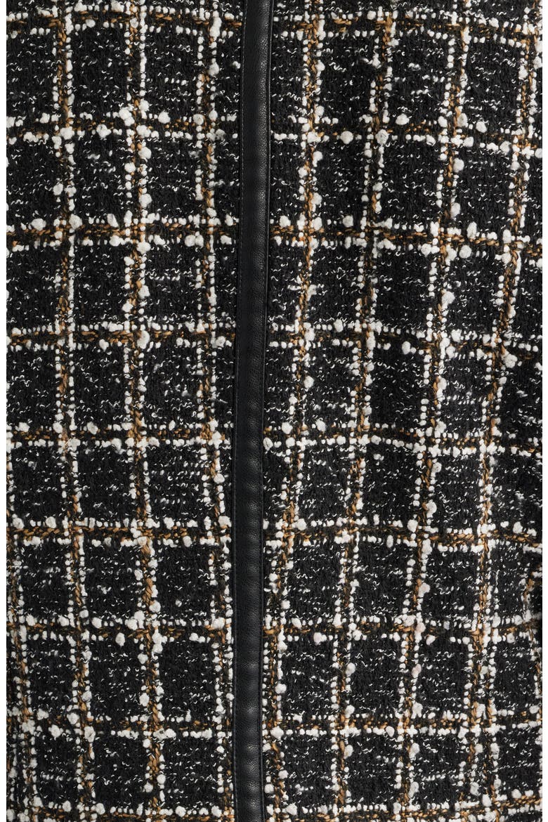 Eloise Faux Leather Trim Tweed Jacket, Alternate, color, BLACK PLAID