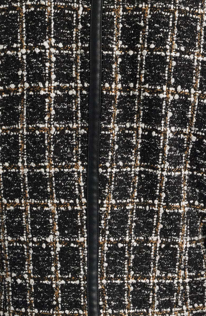 rag & bone Eloise Faux Leather Trim Tweed Jacket, Alternate, color, Black Plaid