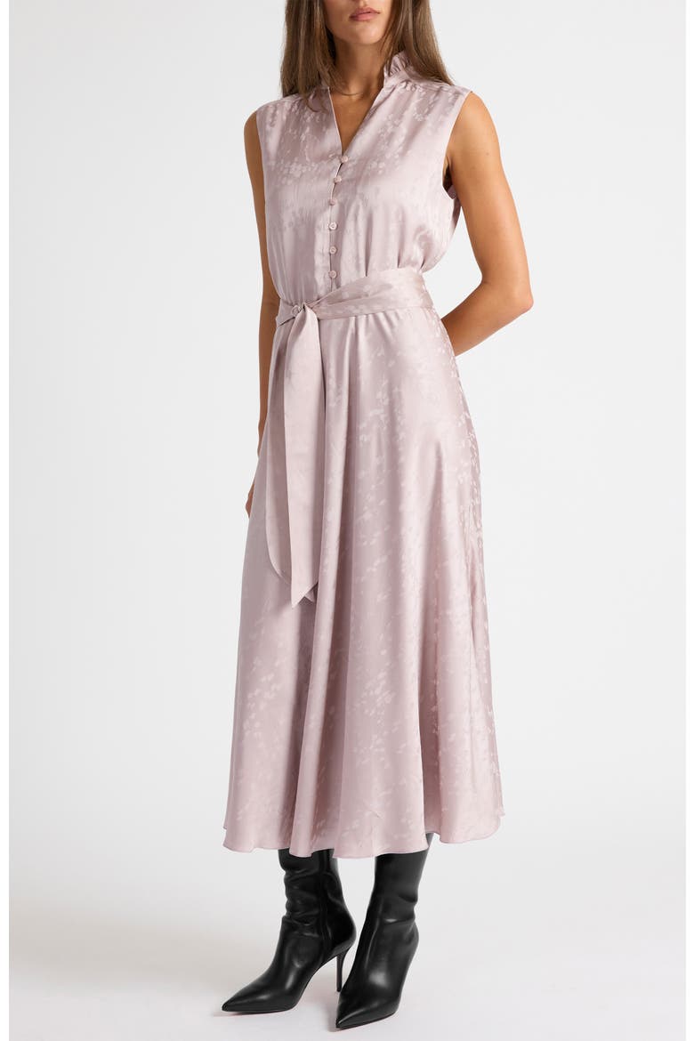 Nirva Sleeveless Dress in Tonal Floral Jacquard, Alternate, color, Lilac Shadow