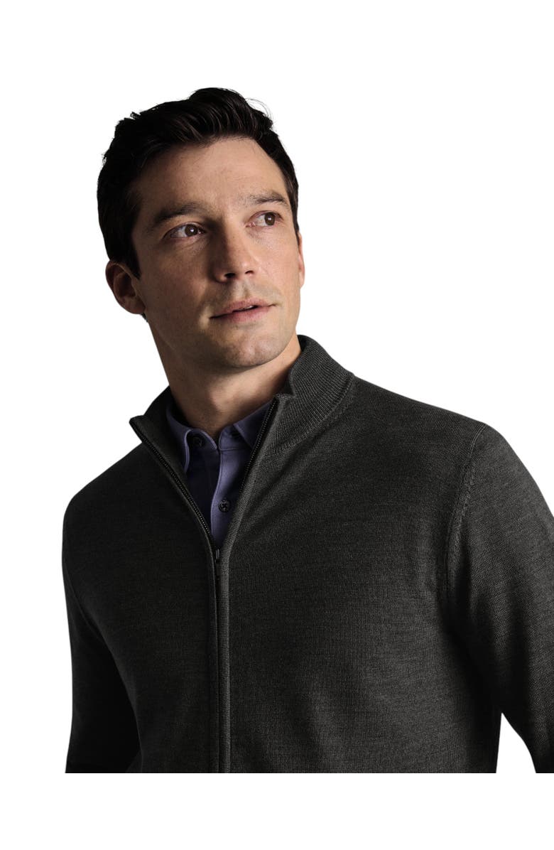 Charles Tyrwhitt Pure Merino Full Zip Through Cardigan, Alternate, color, Grey