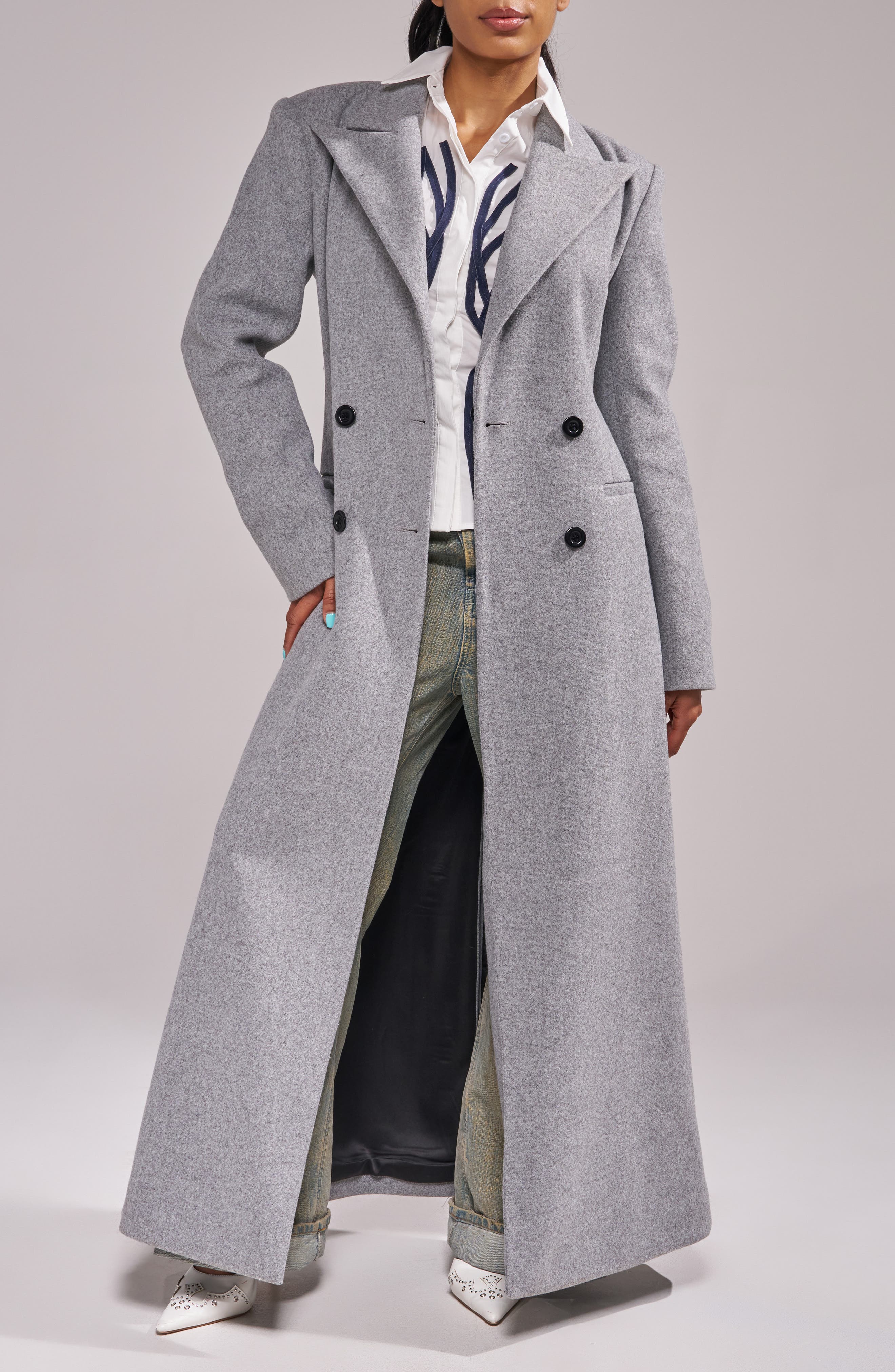 AZALEA WANG Haloir Double Breasted Trench Coat (Women) | Nordstrom