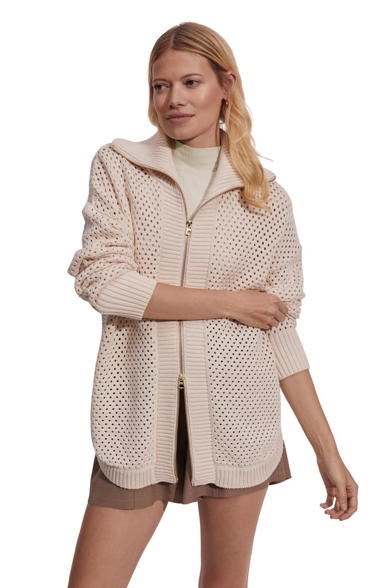 Finn Longline Knit Jacket, Alternate, color, WHITECAP