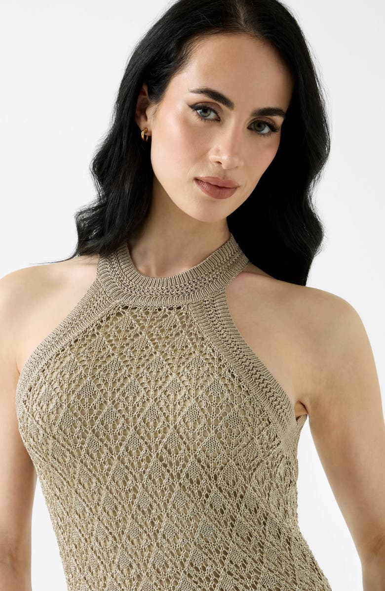 GUESS Pointelle Stitch Gown, Alternate, color, Medium Beige