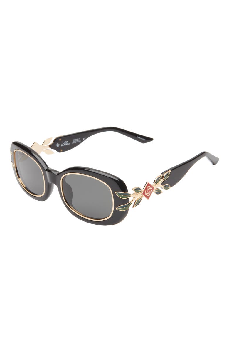 Casablanca Laurel Oval Sunglasses, Alternate, color, Black / Gold / Laurel / Grey