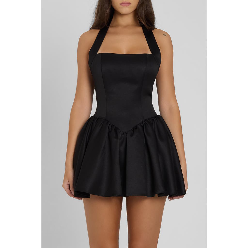 Leau Hyades Halter Corset Mini Dress In Black