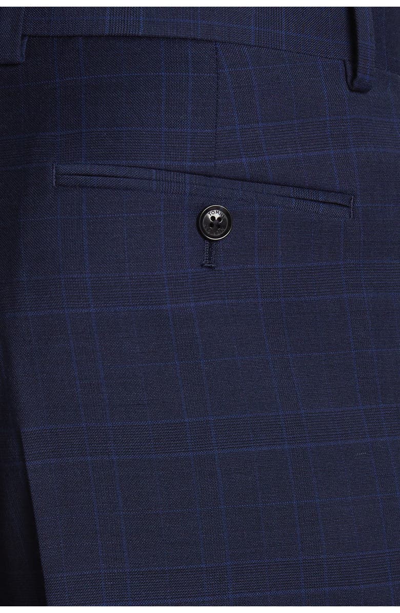 Tommy Hilfiger Blue Plaid Wool Blend Two Button Notch Lapel Slim Fit Suit, Alternate, color,