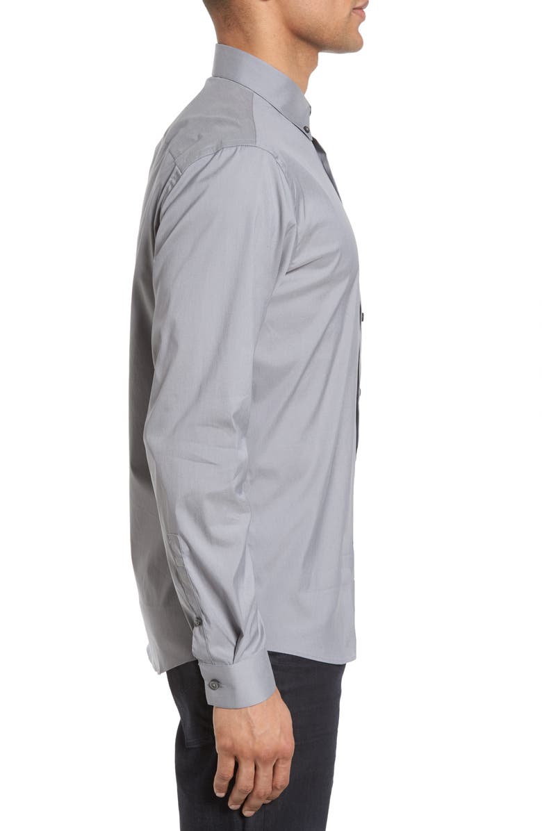 Calibrate Trim Fit Stretch Woven Sport Shirt, Alternate, color, Grey Sleet