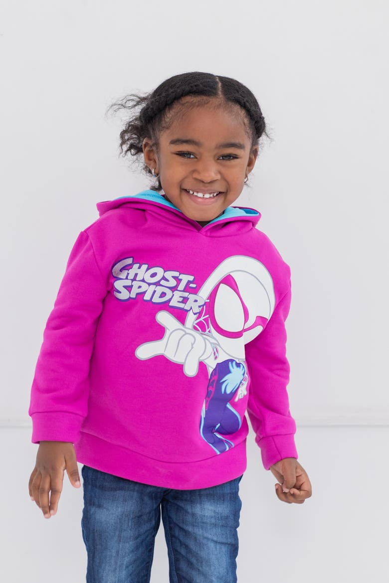 Spidey and His Amazing Friends Ghost-Spider Fleece Pullover Hoodie, Alternate, color, Ghost Spider Magenta