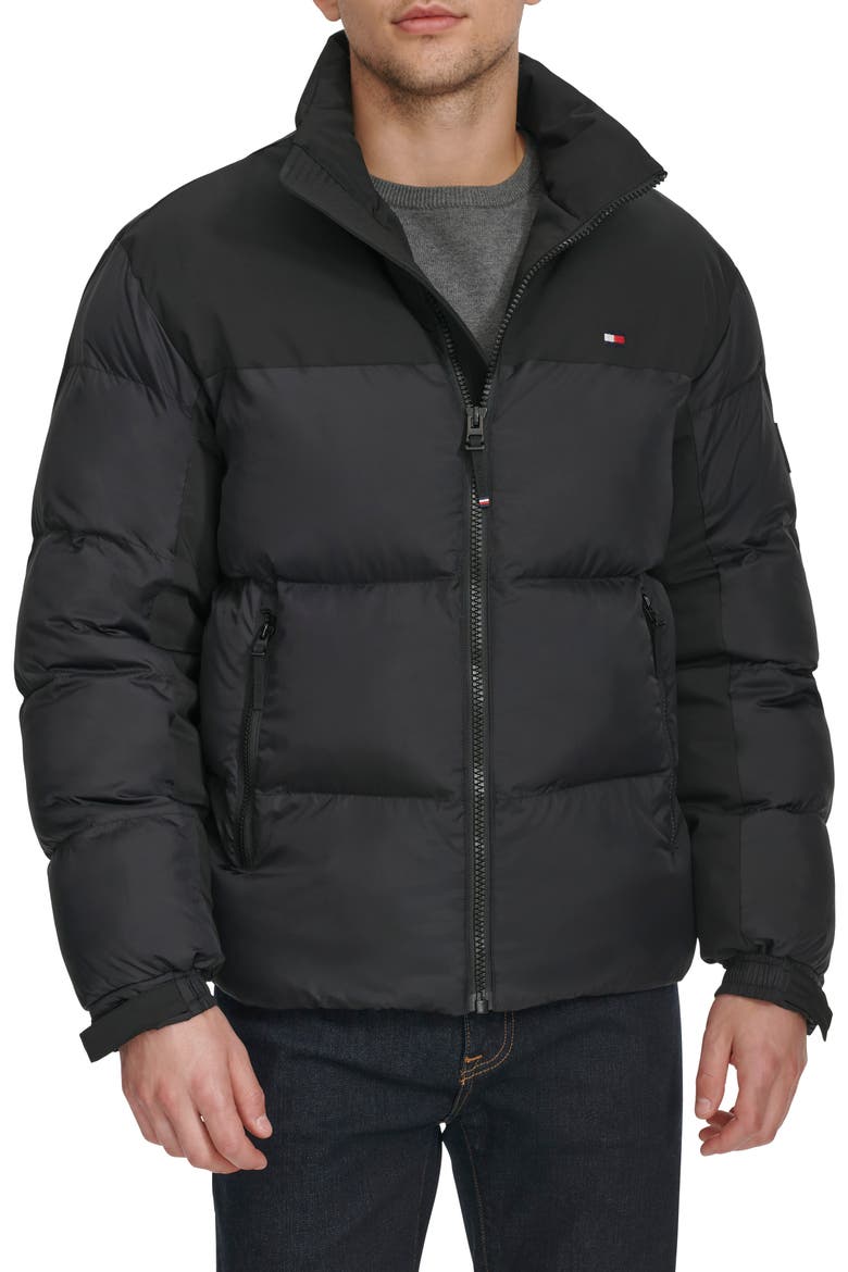Matte Water Resistant Puffer Jacket, Main, color, BLACK