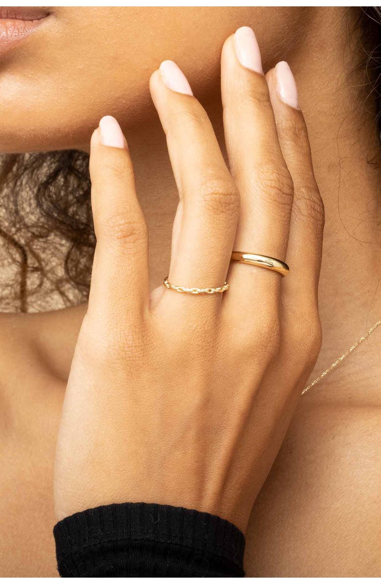 Oradina 14K Gold Venice Link Stackable Ring, Alternate, color, Yellow Gold