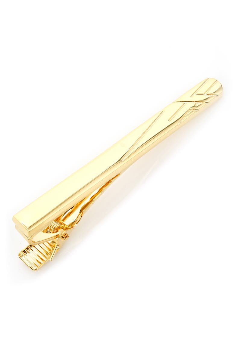 Goldtone Etched Tie Clip, Main, color, GOLD