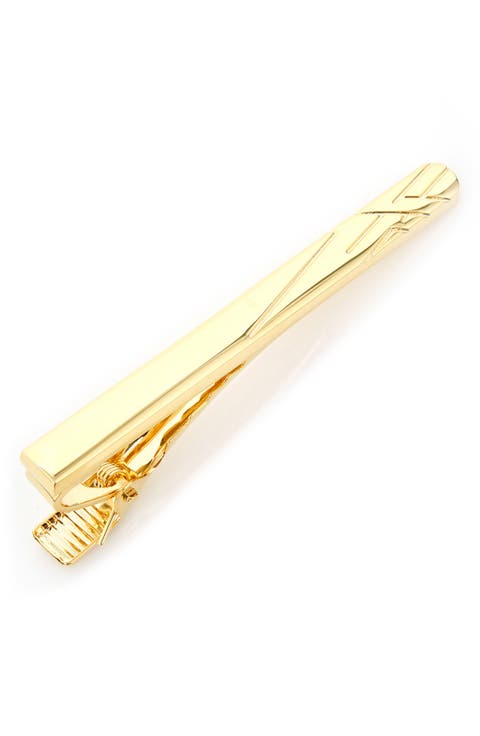 Goldtone Etched Tie Clip