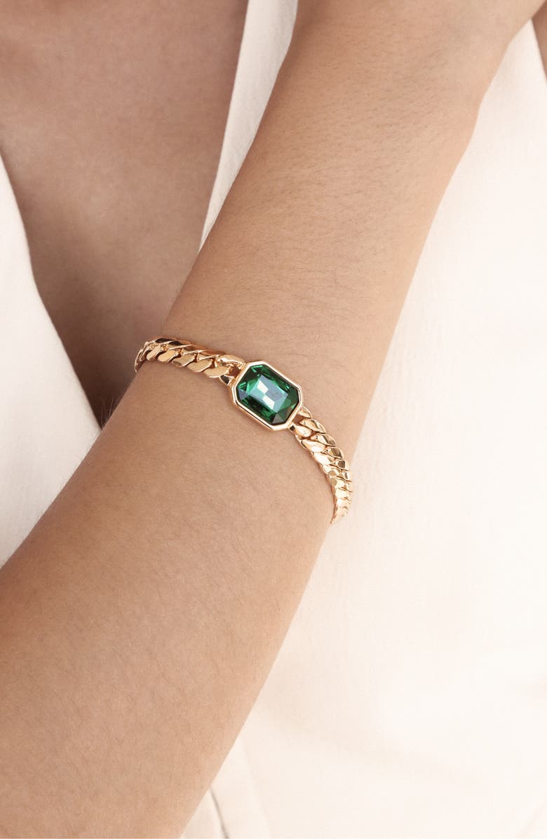 Ettika Deco Crystal Statement Cuban Chain Bracelet, Alternate, color, Green